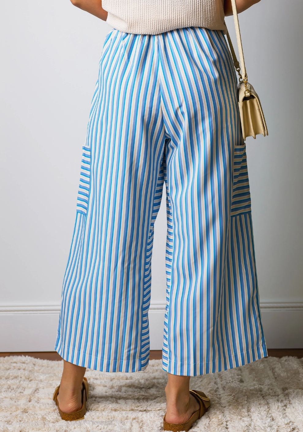 Blue Striped Wide Leg Pant