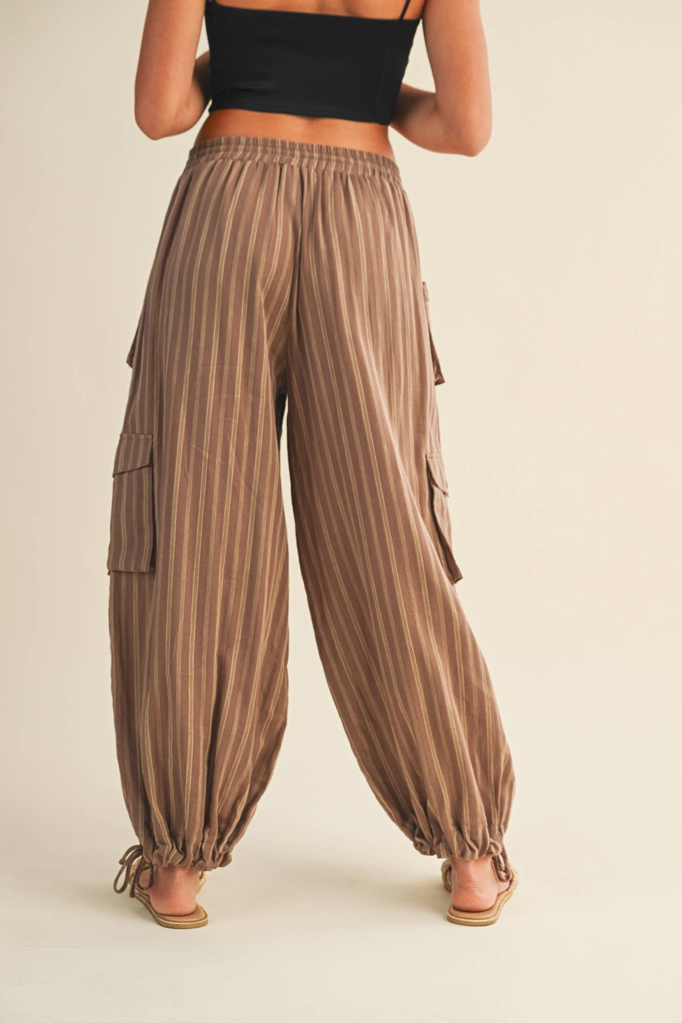 Striped Drawstring Cargo Pant