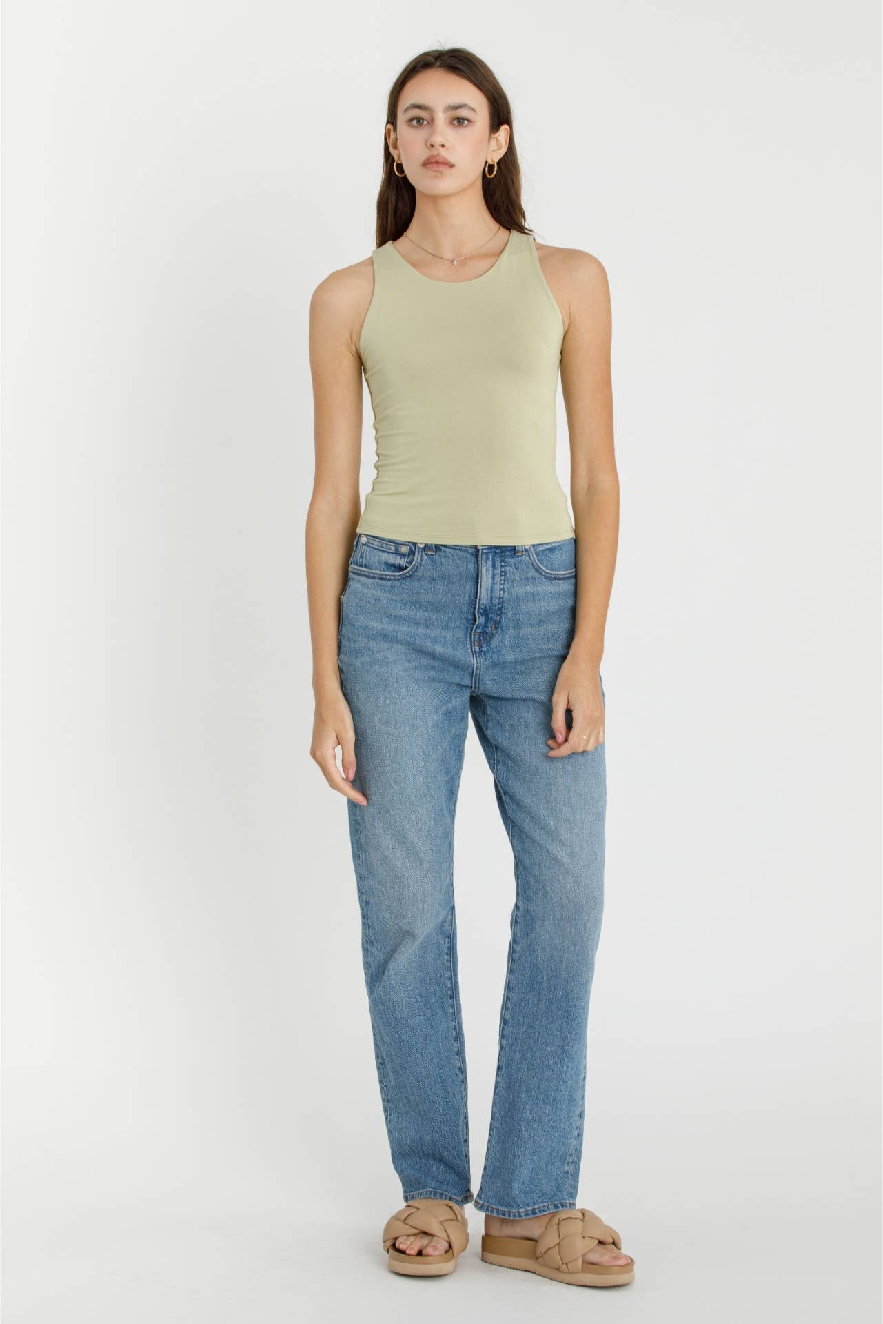 round neck basic tank | pistachio