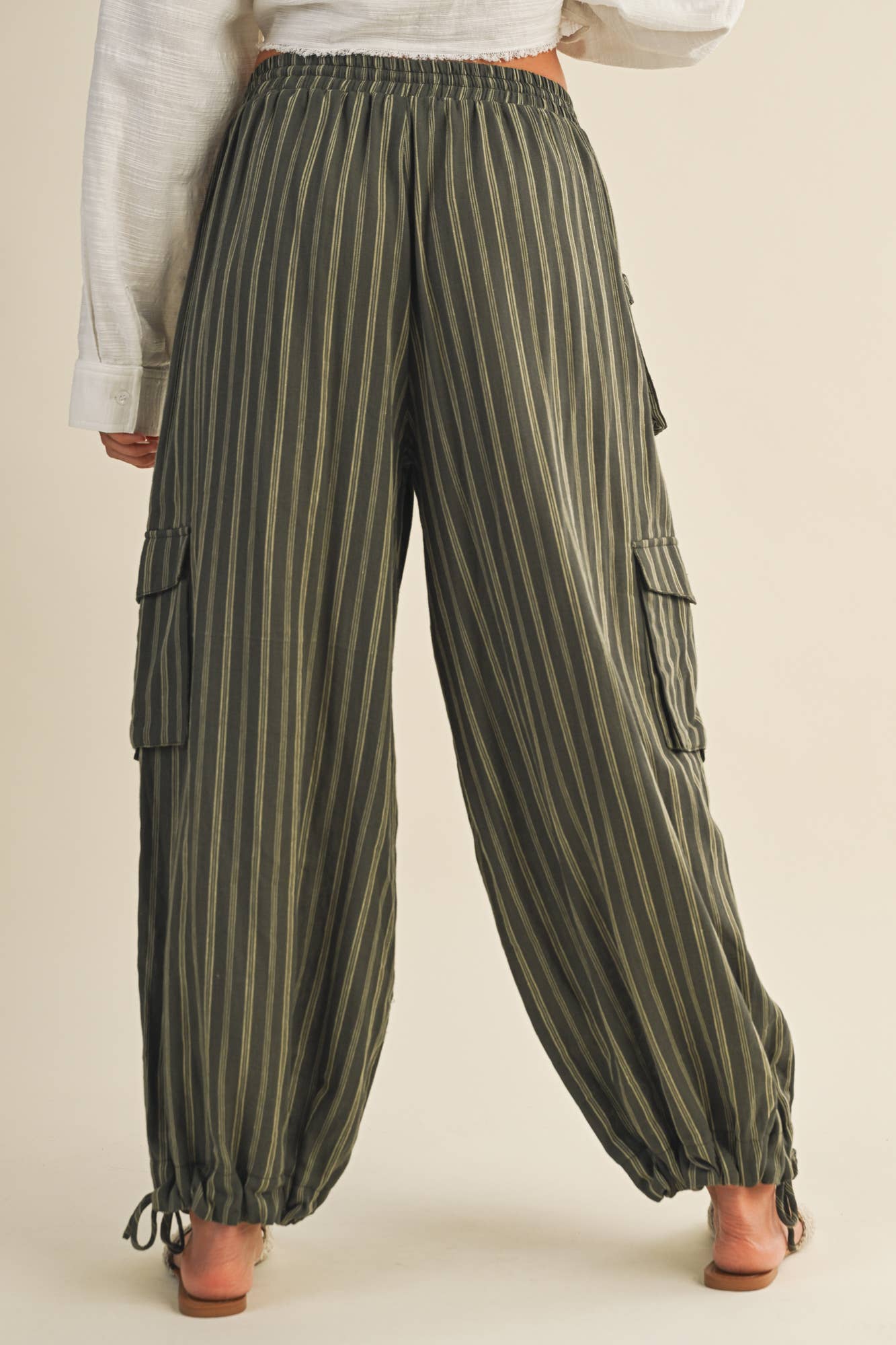 Striped Drawstring Cargo Pant