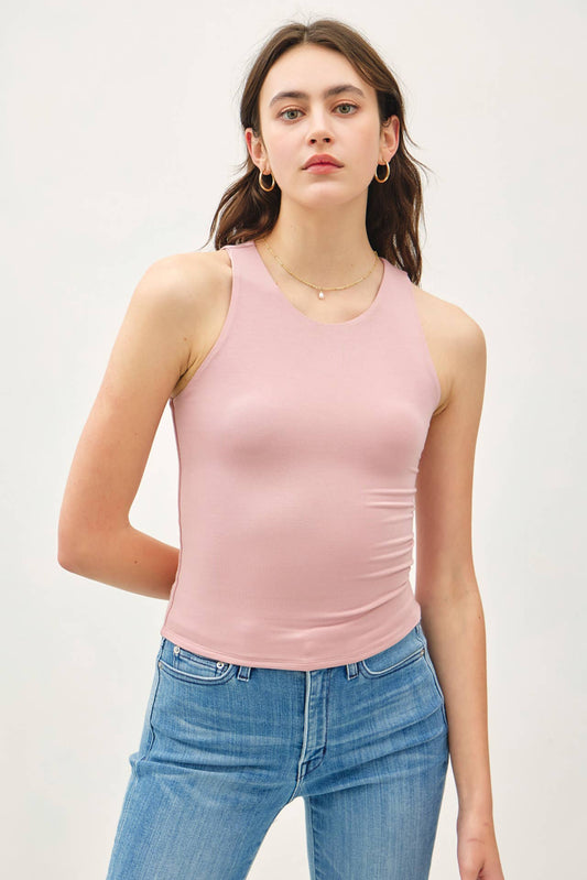 round neck basic tank | dusty pink