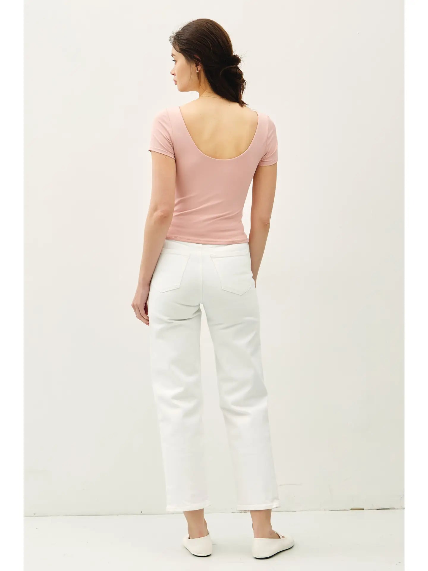 scoop neck short sleeve basic | rose