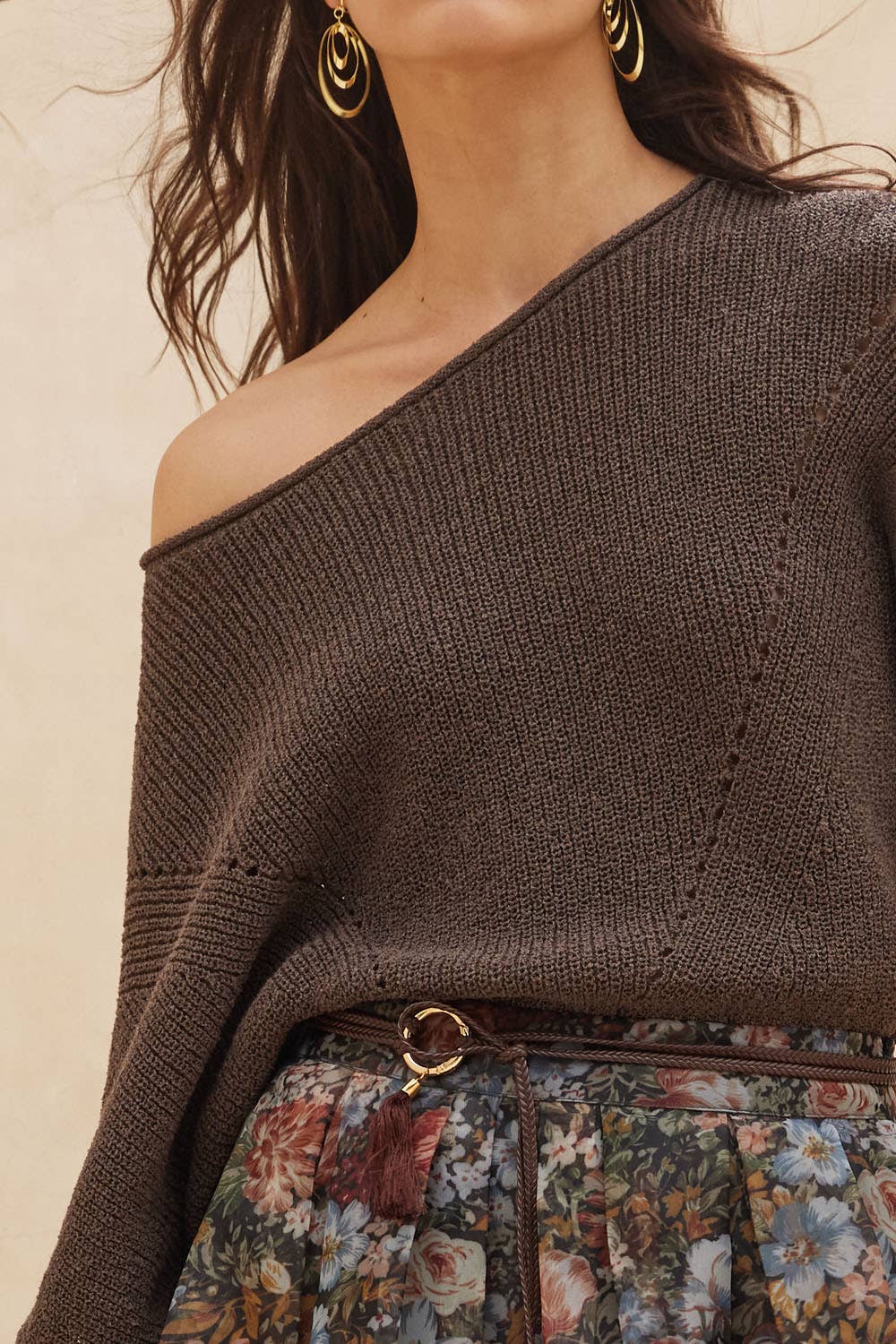 Pointelle Ribbed Knit Sweater