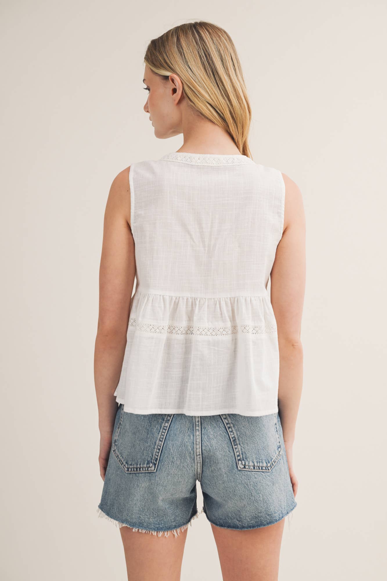 Embroidered Floral Tie-Front Peplum Top