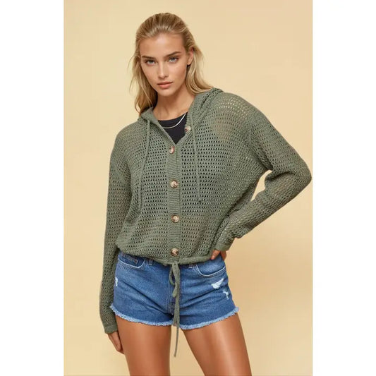 Fisher Net Hoodie Cardigan