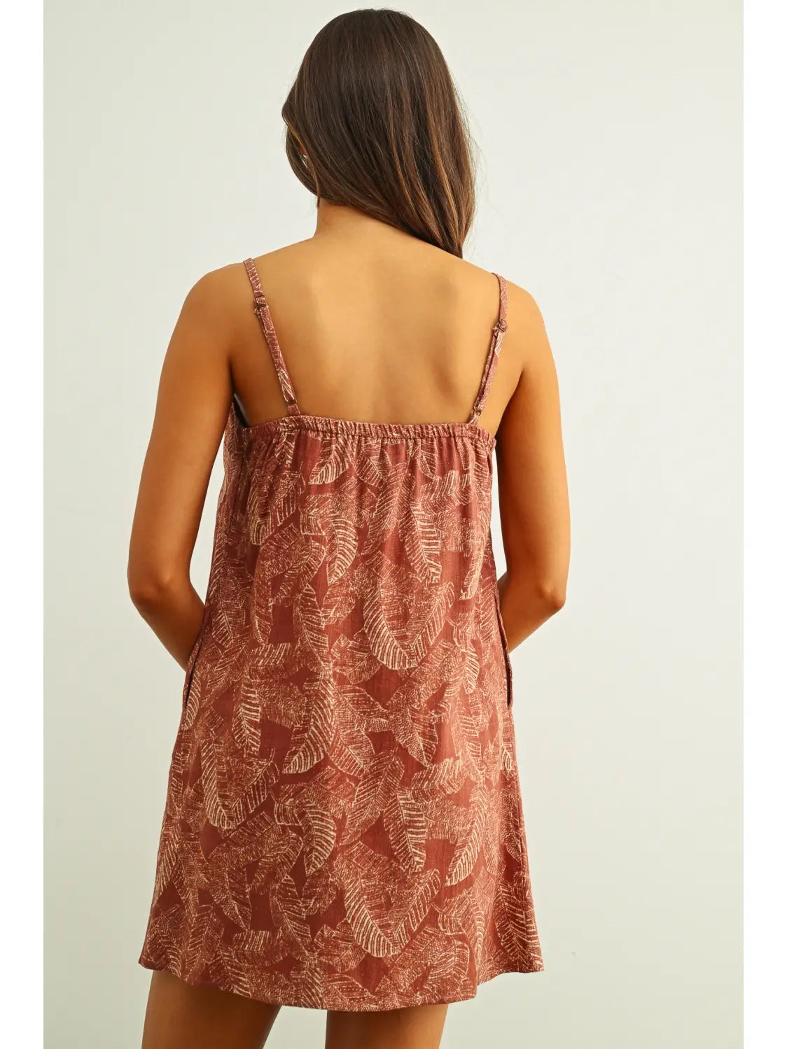 Leaf Print Linen Dress