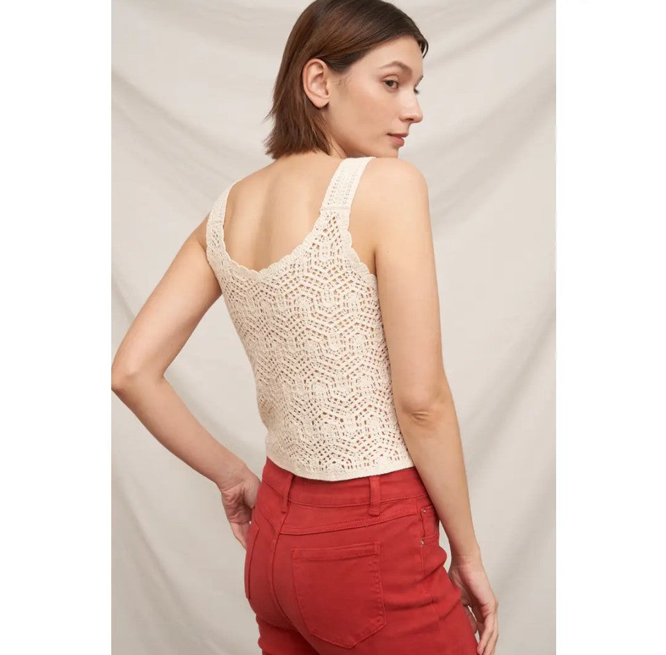Sleeveless Floral Crochet Top