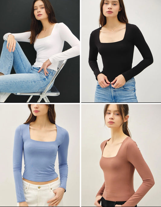 Square Neck Long Sleeve Basic